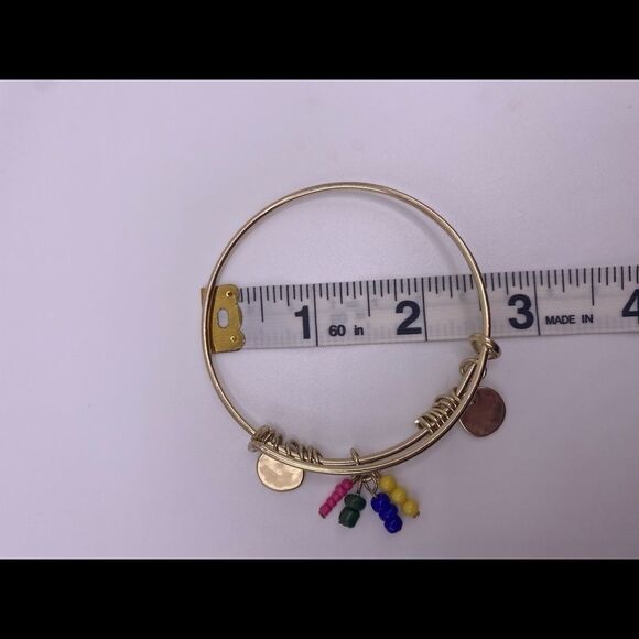4/$20 Gold tone bangle with colorful beads and gold discs - Picture 3 of 6